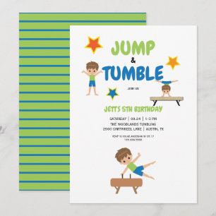 Invitation Fête d'anniversaire de gymnastique avec saut de ga