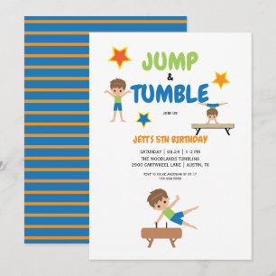 Invitation Fête d'anniversaire de gymnastique avec saut et cu