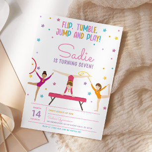 Invitation Fête d'anniversaire de gymnastique Mignonne Coloré