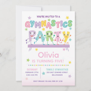 Invitation Fête d'anniversaire de gymnastique pour fille