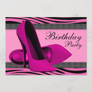 Invitation Fête d'anniversaire de High Heures & Hot Rose Zebr