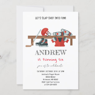 Invitation Fête d'anniversaire de hockey sur aquarelle person