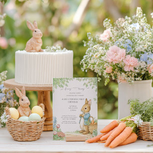 Invitation Fête d'anniversaire de jardin de lapin vintage