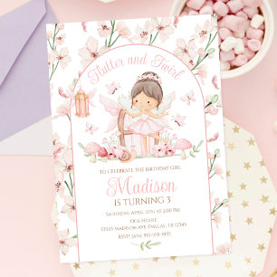 Invitation Fête d'anniversaire de jardin enchanté féerique fa