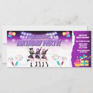 Invitation Fête d'anniversaire de karaoke K-Pop Violet