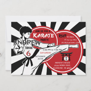 Invitation Fête d'anniversaire de karaté personnalisée pour g