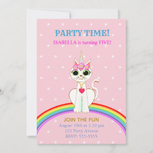 Invitation Fête d'anniversaire de Kitticorn mignon