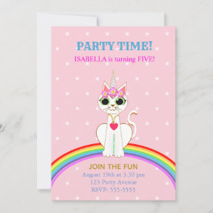 Invitation Fête d'anniversaire de Kitticorn mignon