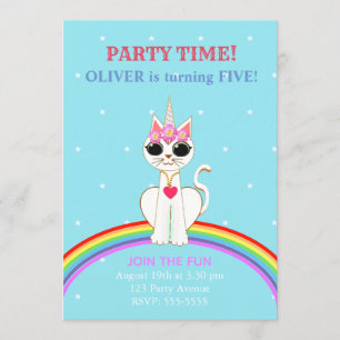 Invitation Fête d'anniversaire de Kitticorn mignon
