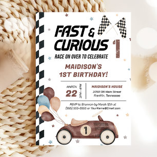 Invitation Fête d'anniversaire de la 1ère course Brown rapide