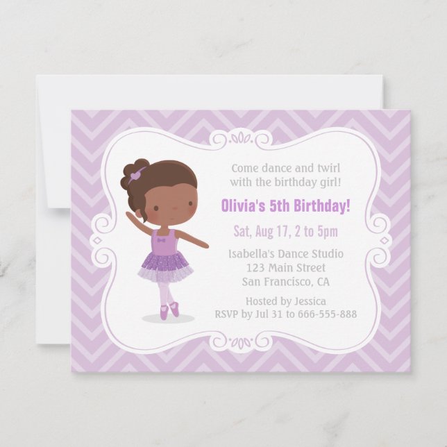 Invitation Fête d'anniversaire de la Ballerina (Devant)