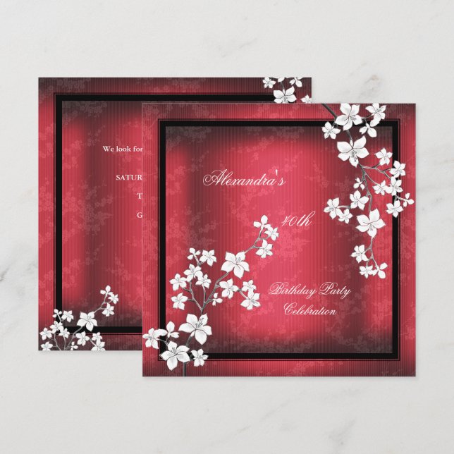 Invitation Fête d'anniversaire de la Black Blossom d'Asie Rou (Devant / Derrière)