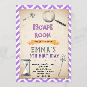 Invitation Fête d'anniversaire de la chambre d'évasion en arg