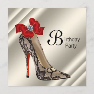 Invitation Fête d'anniversaire de la Chaussure à talon rouge 