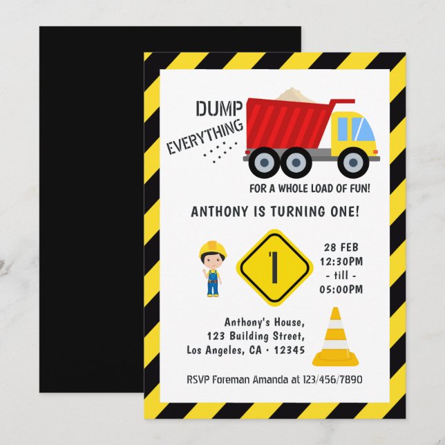 Invitation Fête d'anniversaire de la construction (Devant / Derrière)