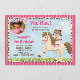 Invitation Fête d'anniversaire de la Cowgirl afro-américaine