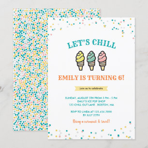 Invitation Fête d'anniversaire de la crème glacée Chill