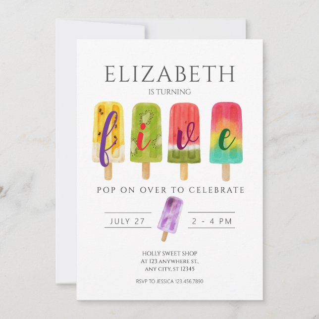 Invitation Fête d'anniversaire de la crème glacée d'été (Devant)