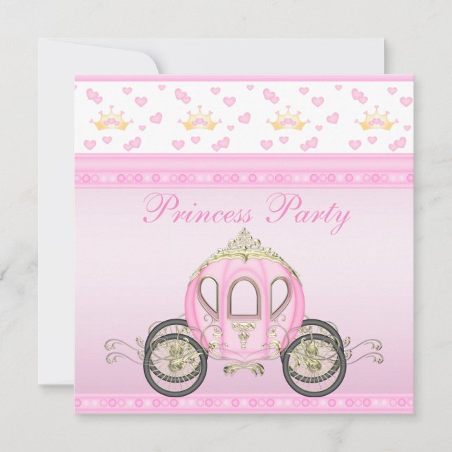 Invitation Fête d'anniversaire de la Cute Princess Coach Rose (Devant)