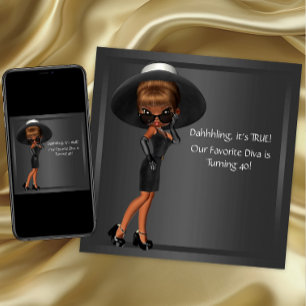Invitation Fête d'anniversaire de la diva femme afro-américai