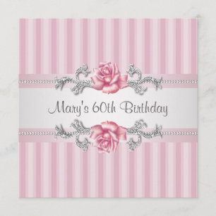 Invitation Fête d'anniversaire de la femme de rose de rose