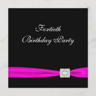 Invitation Fête d'anniversaire de la femme fuchsia de roses