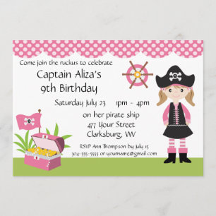 Invitation Fête d'anniversaire de la femme pirate sur mesure