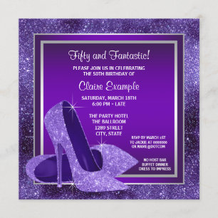 Invitation Fête d'anniversaire de la femme pourpre élégante