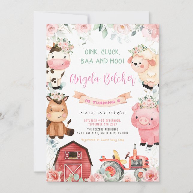 Invitation Fête d'anniversaire de la ferme (Devant)
