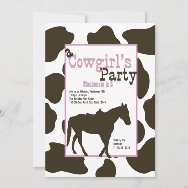 Invitation Fête d'anniversaire de la fille (Devant)
