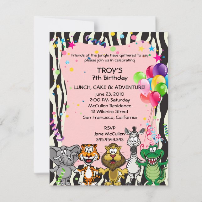 Invitation Fête d'anniversaire de la fille africaine rose de (Devant)