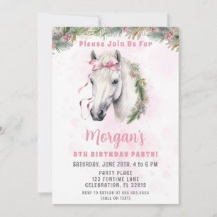 Invitation Fête d'anniversaire de la fille de Cheval Rose