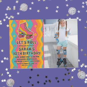 Invitation Fête d'anniversaire de la fille de patinage photo 