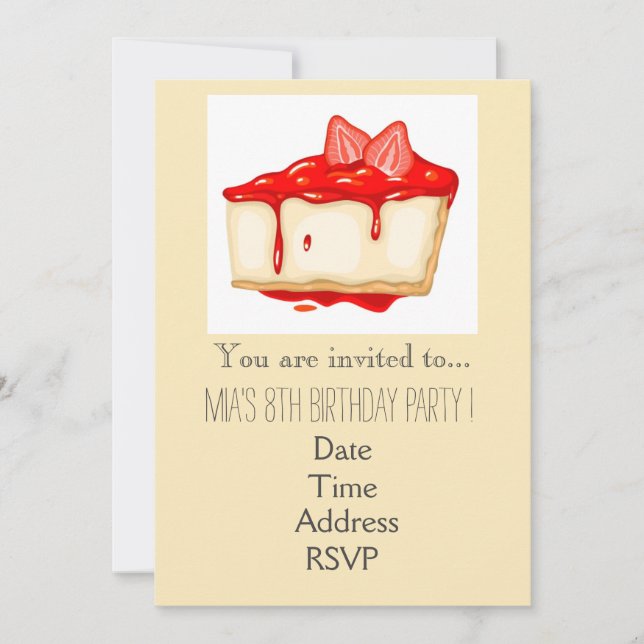 Invitation Fête d'anniversaire de la fille Pastel Strawberry (Devant)