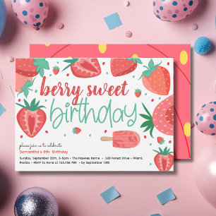 Invitation Fête d'anniversaire de la fraise douce Berry