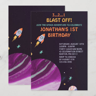 Invitation Fête d'anniversaire de la fusée spatiale