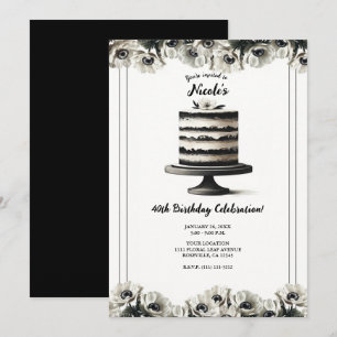 Invitation Fête d'anniversaire de la gâteau à l'anémone à la 