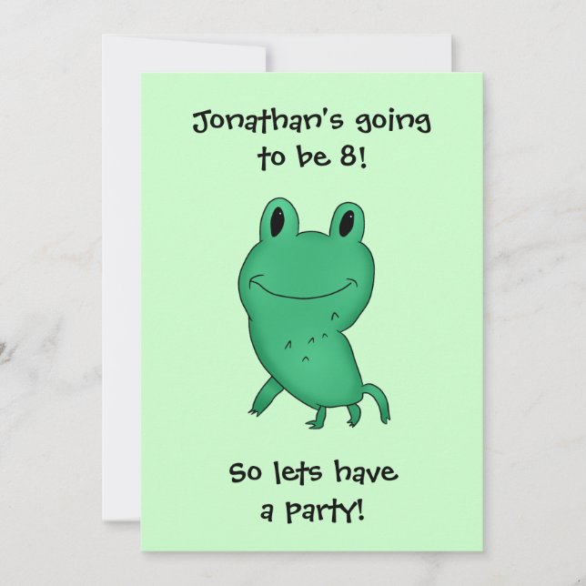 Invitation Fête d'anniversaire de la grenouille de Cassie gar (Devant)