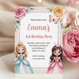 Invitation Fête d'anniversaire de la jolie princesse 3 ans