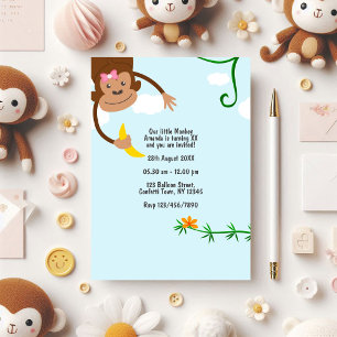Invitation Fête d'anniversaire de la jungle du singe joyeux p