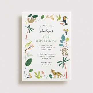 Invitation Fête d'anniversaire de la jungle luxuriante