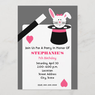 Invitation Fête d'anniversaire de la Magicienne - Le lapin da