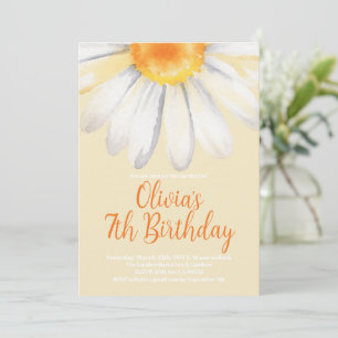 Invitation Fête d'anniversaire de la marguerite orange des an