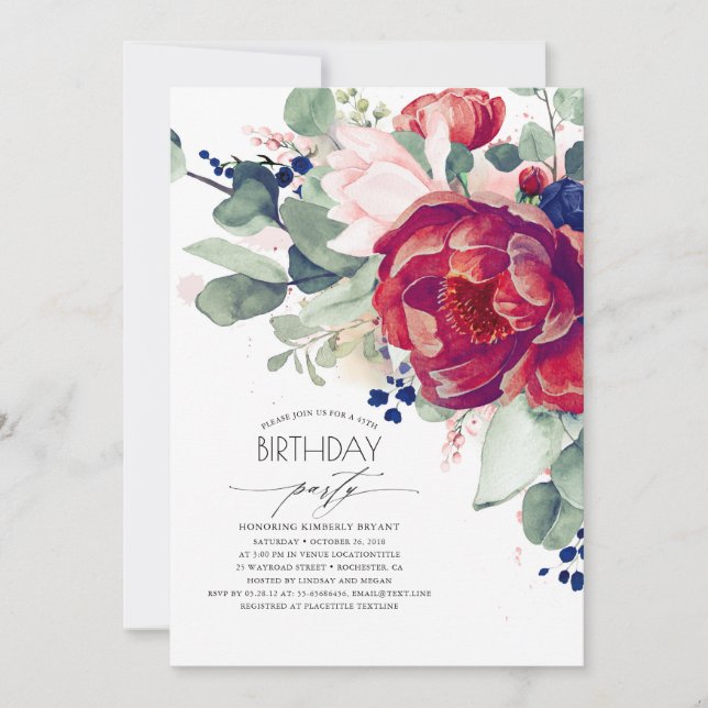 Invitation Fête d'anniversaire de la Marine bleue et de la Bo (Devant)
