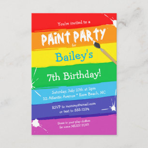 Invitation Fête d'anniversaire de la Paint Party