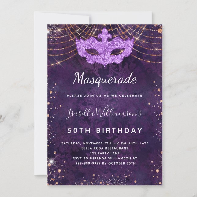 Invitation Fête d'anniversaire de la parties scintillant d'or (Devant)
