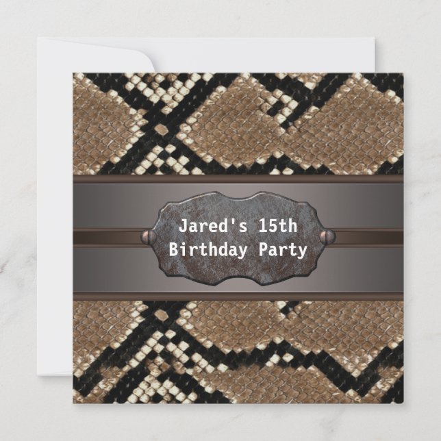 Invitation Fête d'anniversaire de la peau de serpent (Devant)