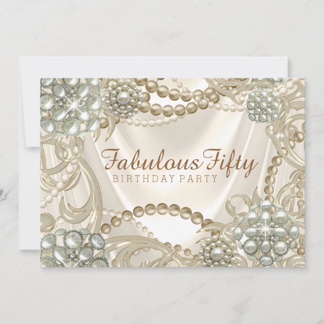 Invitation Fête d'anniversaire de la perle des femmes (Devant)
