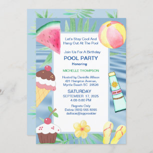 Invitation Fête d'anniversaire de la piscine