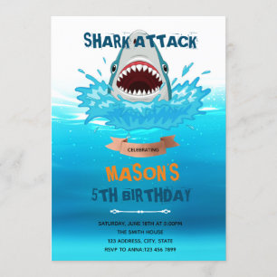 Invitation Fête d'anniversaire de la piscine d'attaque de req